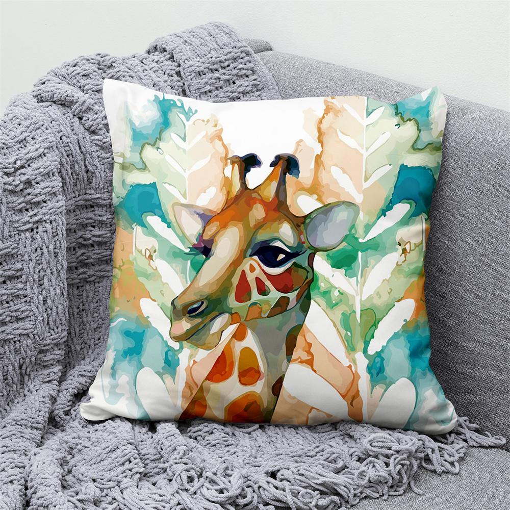 Juste De Coussin En Velours Animal Floral, Taie D'oreiller Décorative, Oreiller Pour La Maison, Canapé, Chambre, Voiture, Loup, Vache