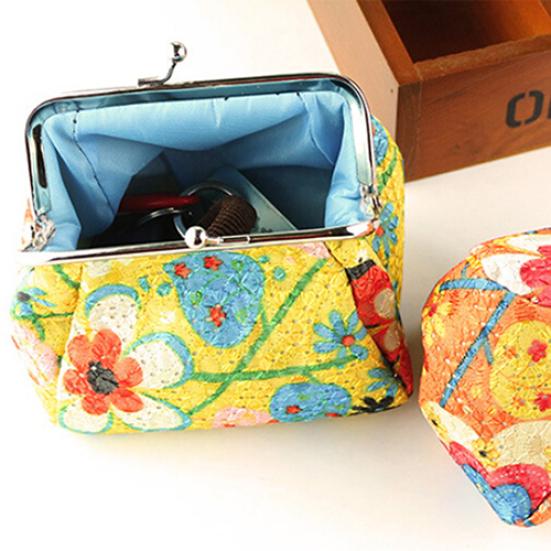 Portamonete portamonete con portamonete ricamato con fiori carini alla moda da donna