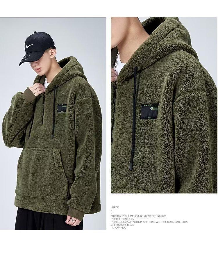 Men's Fleece Hooded Sweatshirt: Autumn/Winter Thickened Loose Fit Jacket