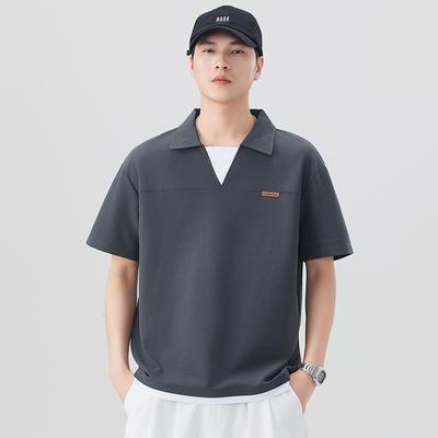 Ice Silk Short Sleeved T-shirt, Half Sleeved T-shirt, Striped Lapel Polo Shirt, Upper Garment