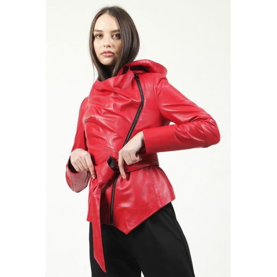 Womens Jacket Belted Plus Large Big Size Genuine Leather Women's Jacket