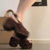 Fashion Summer Fashion Leopard Print Open Toe Sandals Women Punk Style Platform Wedges Heels Party Shoes