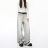 Menswear | Cleanfi Casual Cat Whiskers Washed White Light Grey Straight Wide Leg Jeans