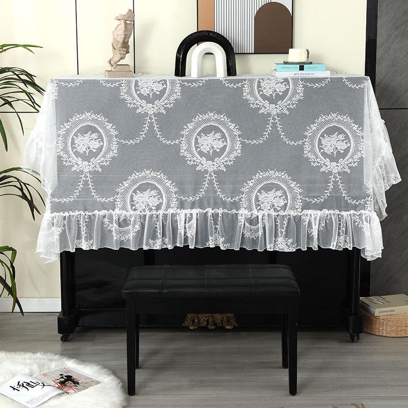 140x200cm Ins Style Lace Embroidered Piano Cover Romantic Modern Countryside Style Electronic Piano Universal Half Covered Half Draped Dust Towel