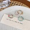 New Colorful Beaded Ring for Women Girls Sweet Personality Irregular Multi Beaded Rice Beads Geometry Metal Rings Jewelry Gifts