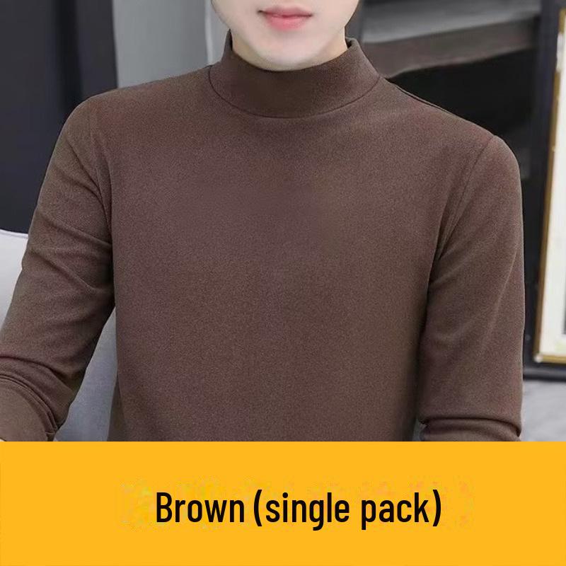 Men's Double-Sided Flannel Long-Sleeve Mid-Collar T-Shirt - Warm Winter/Spring Top (2022)