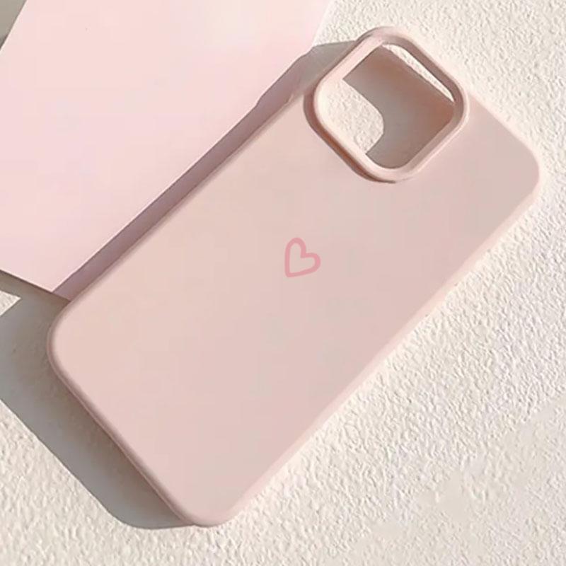 Pink Minimalist Heart-shaped Phone Case For 17 Pro Max 17 Air 16 Plus 17 16 15 14 13 12 11 Cartoon-style Aesthetic Cover