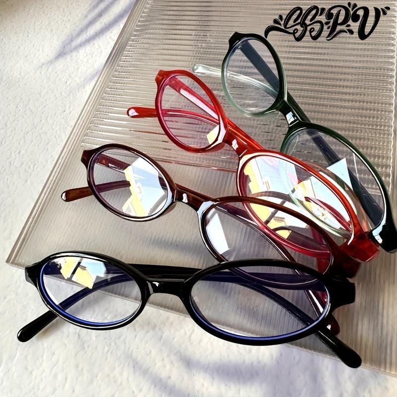 

Набор из 4 поликарбонатных очков Y2K моды с овальной оправой без диоптрий и с полным ободком