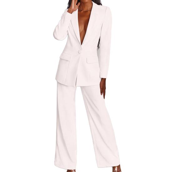 Yousheng Women's 2 Piece Blazer Outfits Business Casual One Button Blazer Jacket Wide Leg Dressy Pants Set Professional Work Office Sets