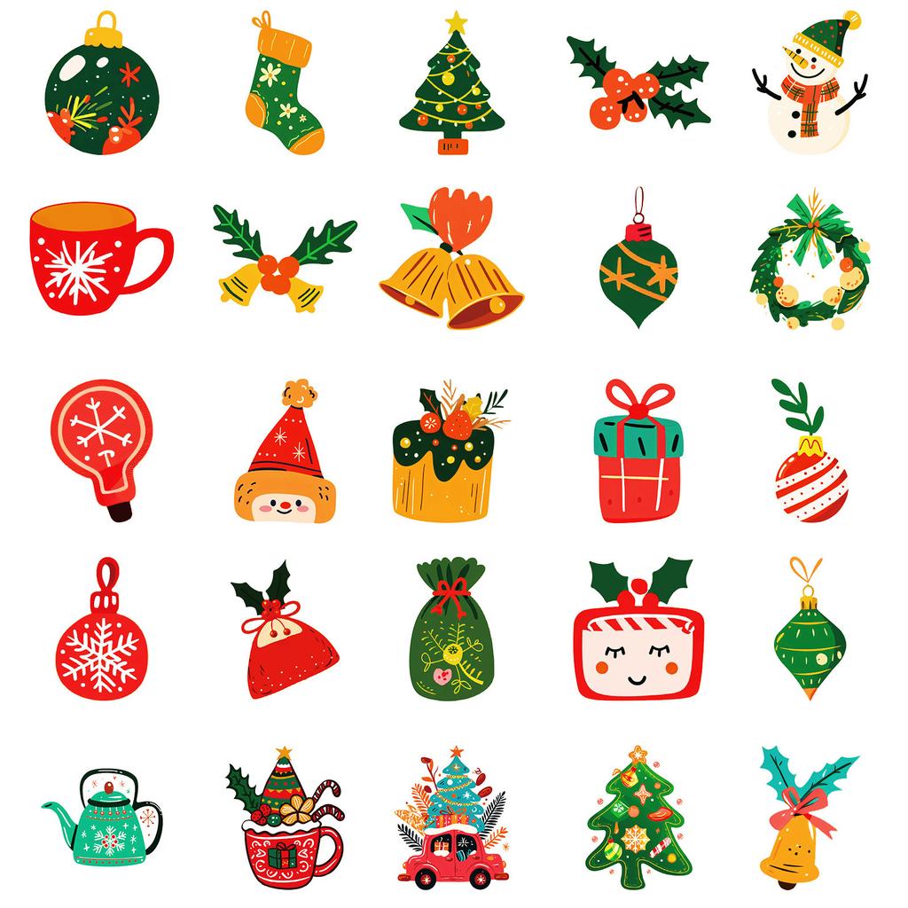 50 New Products Green Socks Christmas Series Stickers Decorative Water Cup Guitar Holiday Gift Creative Stickers