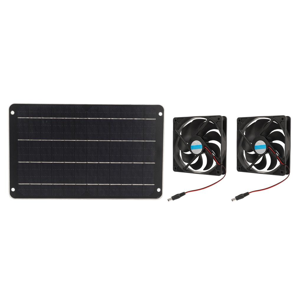 20W Solar Panel Fan Kit Heat Dissipation Ventilation Solar Powered Dual Fan with Switch for Chicken