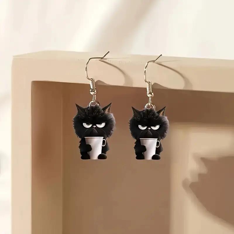 Acryl 2D Flache Ohrringe Cartoon Stil Tierdesign Anhängerohrringe Persönlichkeitszubehör Für Frauen