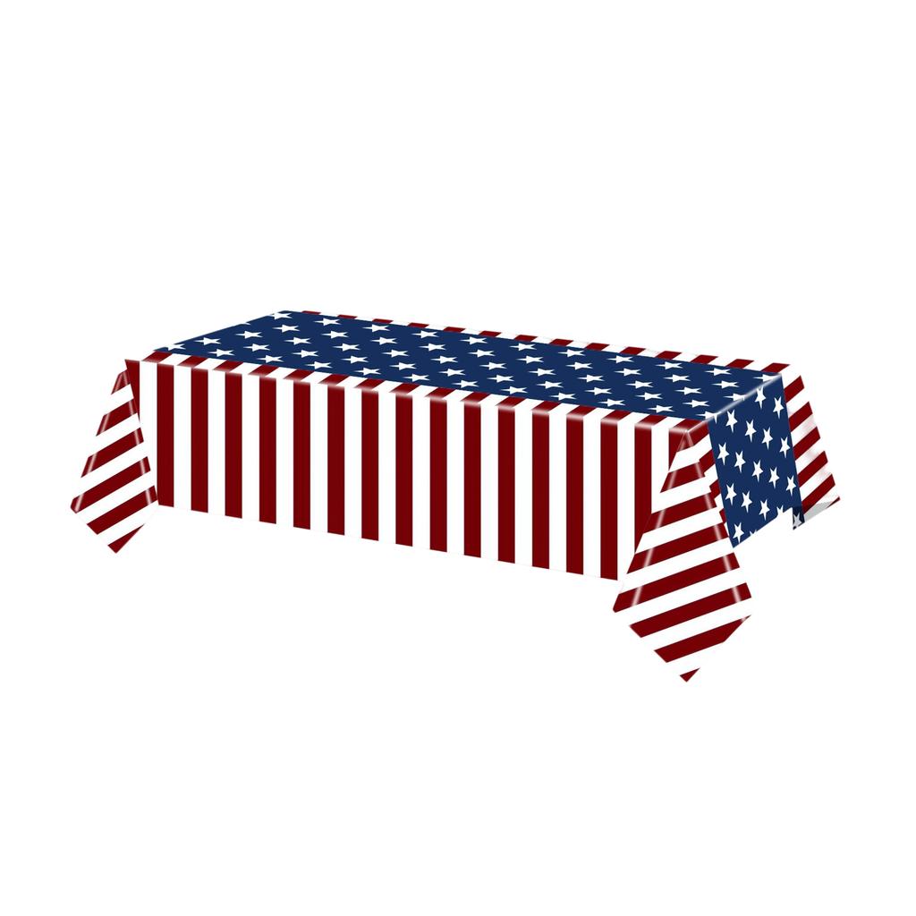 Rectangular Tablecloth with Star and Stripe Print Durable Washable Material for Indoor Outdoor Events Parties