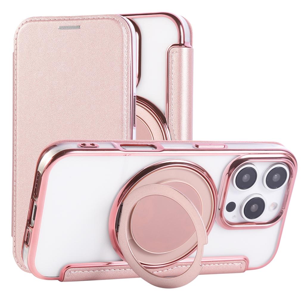Cards Bag Wallet Leather Case for iPhone 16 Pro Max 15 Plus 14 13 12 for Magsafe Magnetic 360 Rotating Kickstand Flip Book Cover