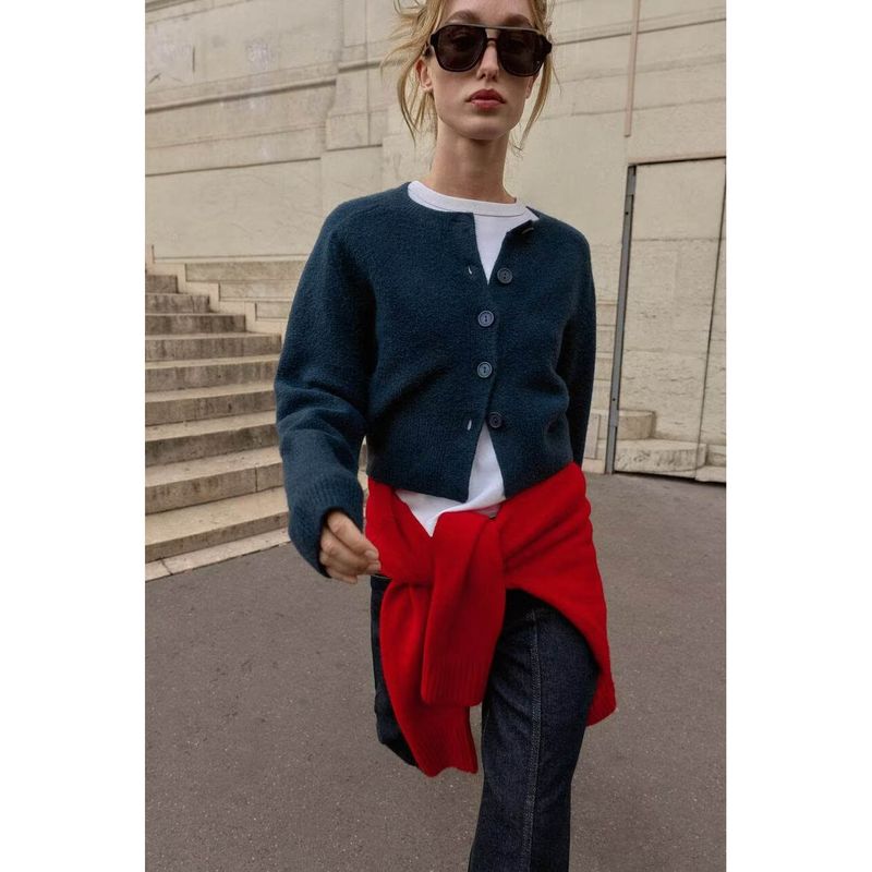 Za Autumn and Winter New Arrivals Women's Clothing Zr European and American Style Fashionable Versatile Button Knit Jacket 5536149 728