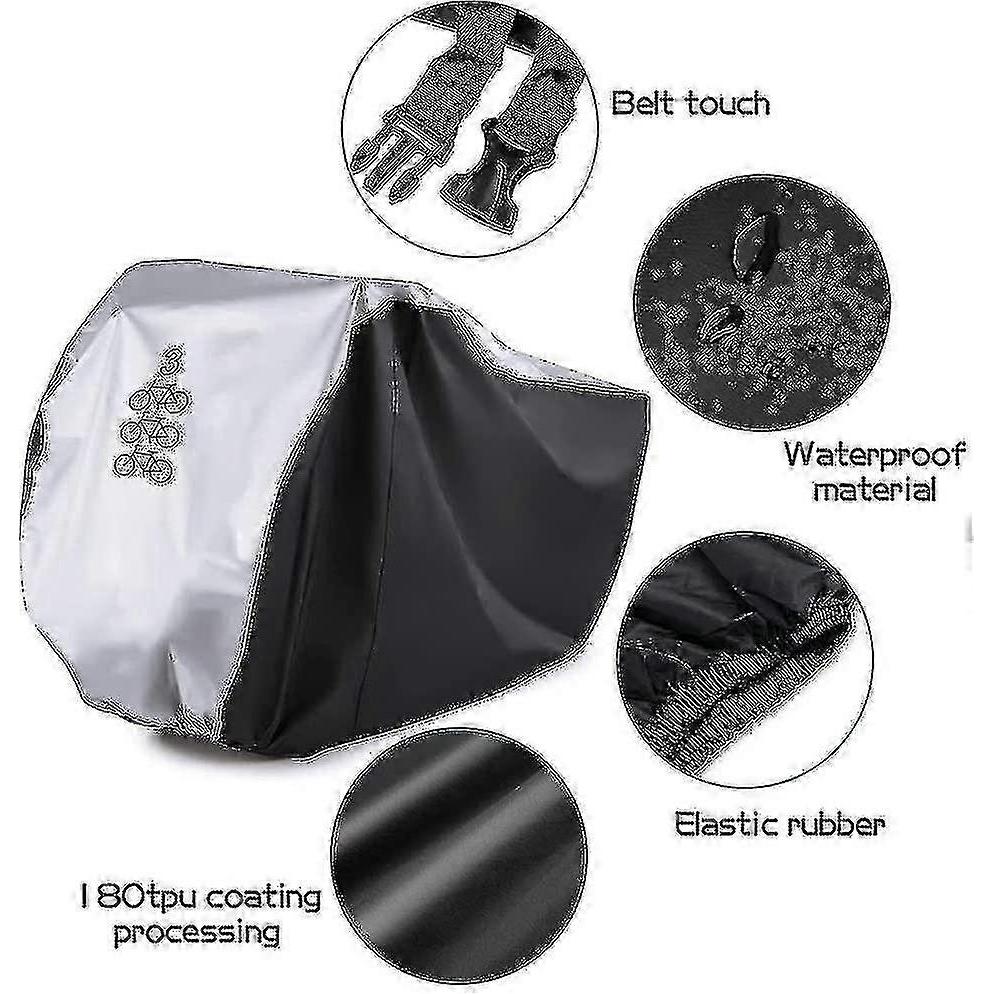 Universal rain and dustproof bicycle cover for three bicycles, waterproof and dustproof all day long.