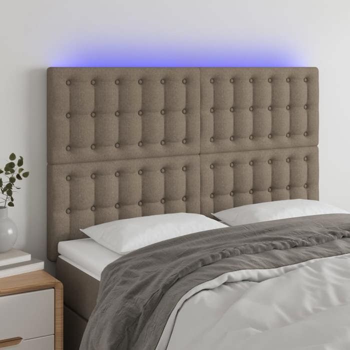 VidaXL Tête de Lit à LED Meuble de Chambre à Coucher Accessoire de Lit Double Tête de Cadre de Lit Intérieur Taupe 3122860