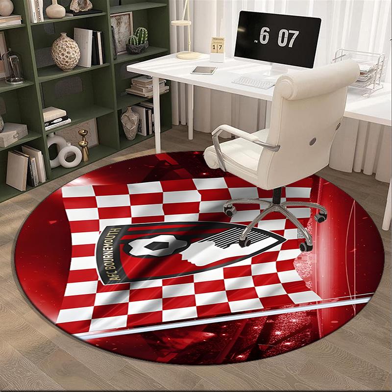 1PC round rug Soccer Ball Afc Crest Printed , Round Chair Rug, Decorative Carpet Floor Mat, Fan gifts Christmas gift
