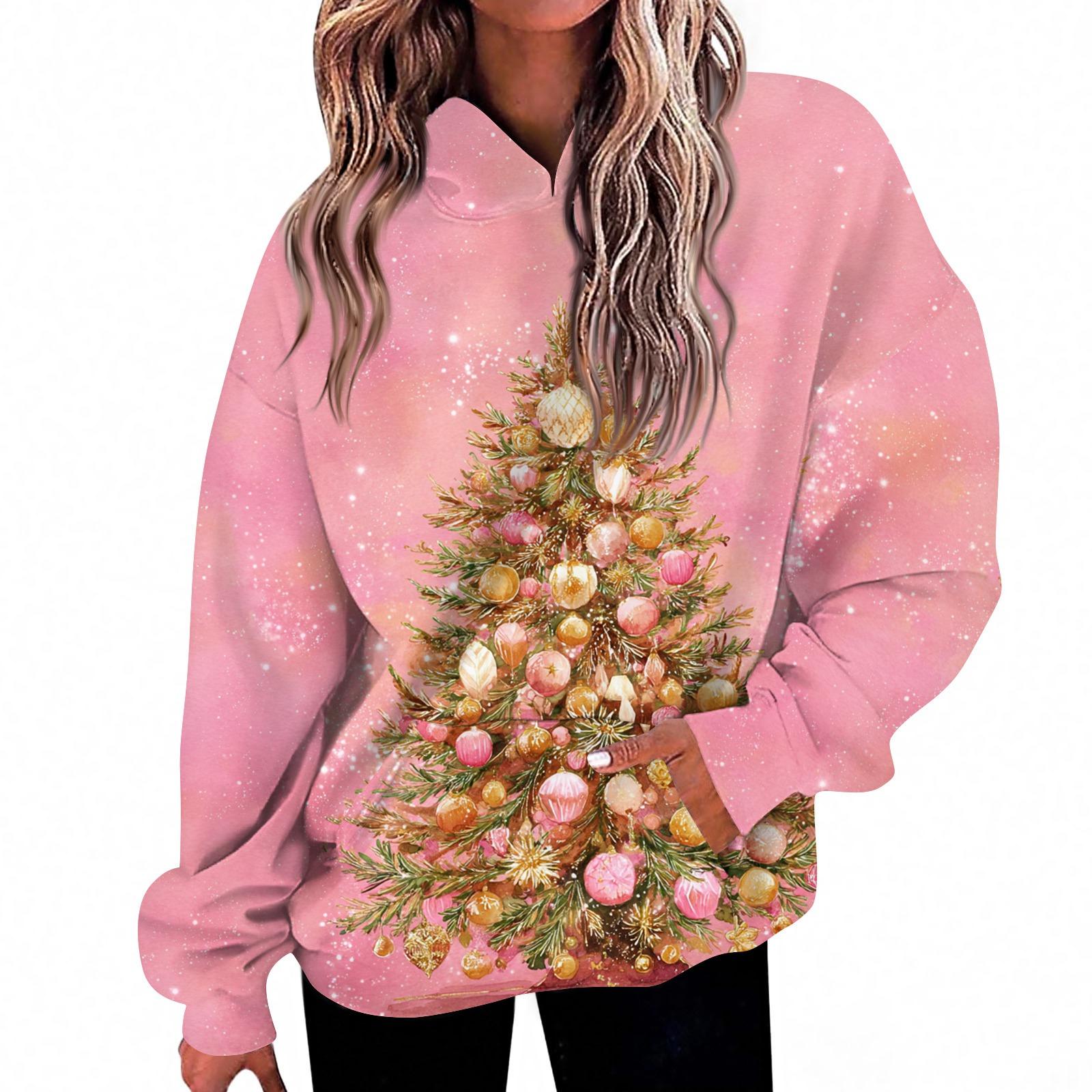 

Женская мода Повседневный топ с V-образным вырезом и длинными рукавами с принтом S розовый