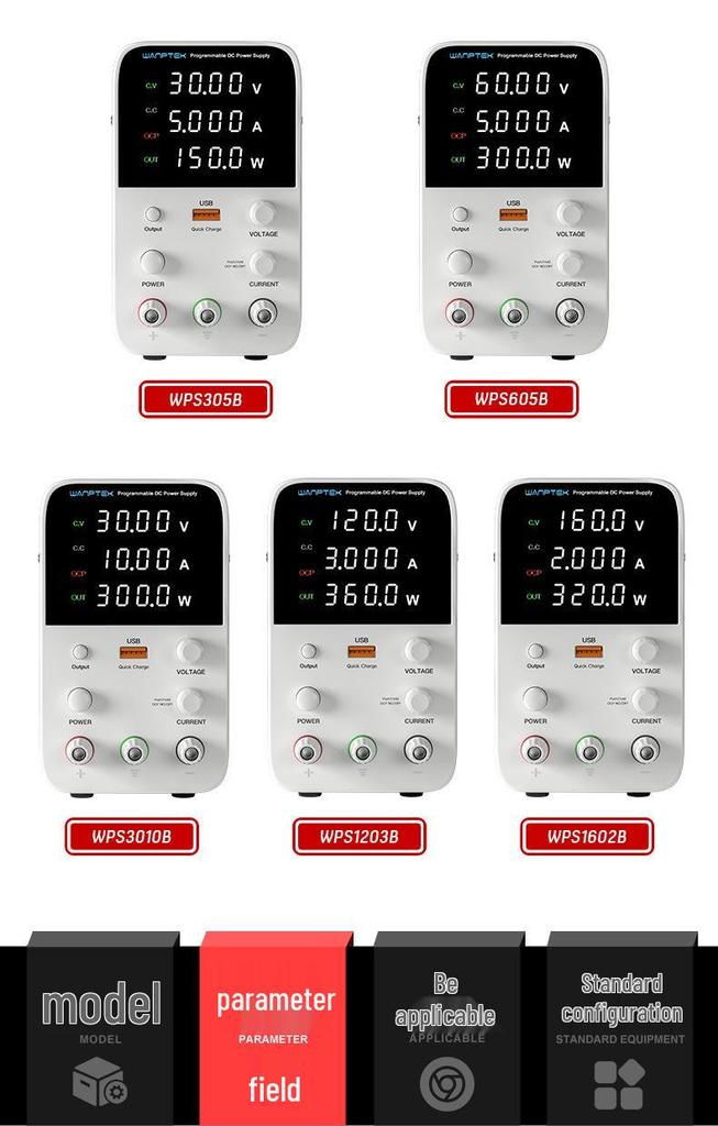 Gudong WPS3010H 30V 10A DC Power Supply with Short Circuit Protection & 18W USB Fast Charging