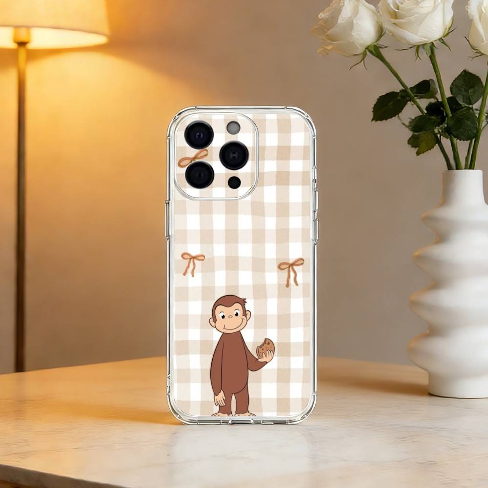 Luxury C-Curious G-George Phone Case For iPhone 17 16 15 14 13 12 11 Mini Pro Max Plus Transparent Cover
