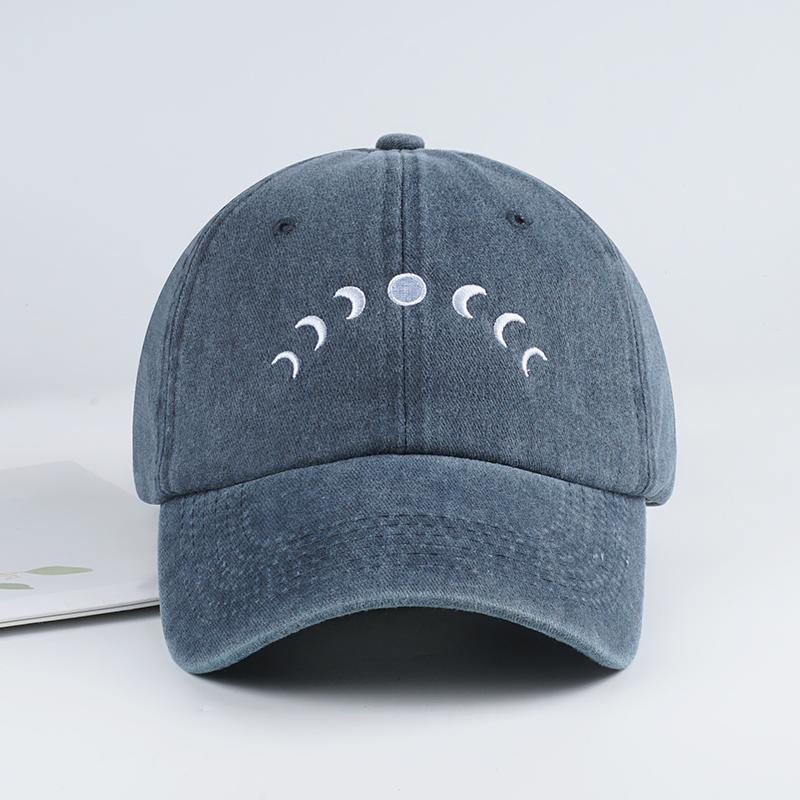 Moon Embroidered Washable Baseball Cap Lightweight, Breathable, Adjustable Minimalist and Stylish Unisex Daily Commute & Camping