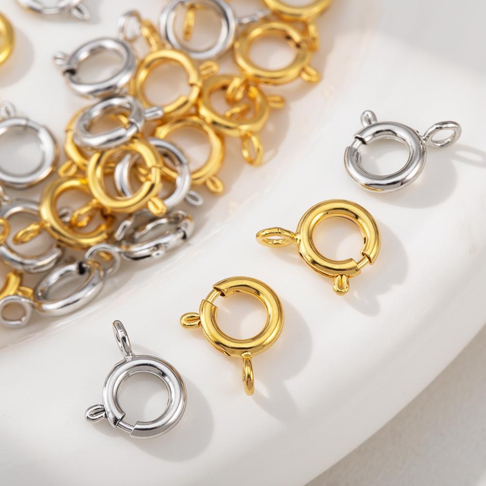 18K Gold Plated Brass Spring Ring Clasps Round Claw Clasps for Bracelet Necklace Jewelry Making Connnector DIY Accessories