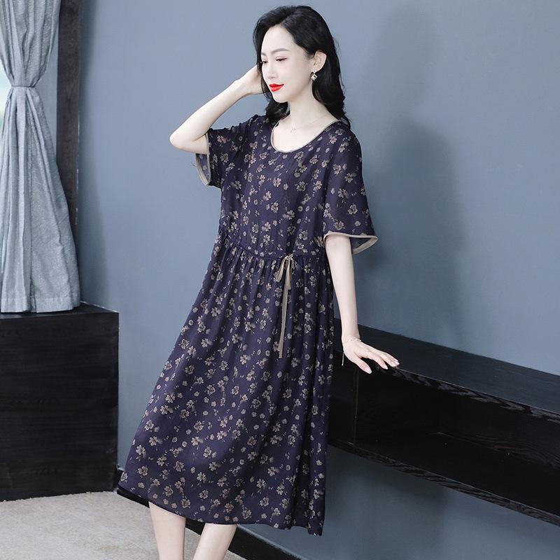 

Элегантное шифоновое платье миди большого размера с принтом для женщин L (100-120 jin)