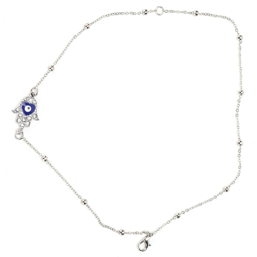 Blue Eye Anklet Evil Eye Comfortable Cute Lucky Moon Fatima Hand Tassel Foot Chain for Women Parties