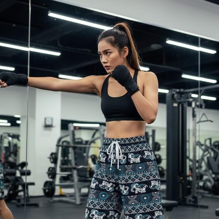 Elephant Pants Boxing Muay Thai Kickboxing Shorts Training Print Elastic Waistband Quick Dry Martial Art Boxer Unisex Men Women Workout Streetwear