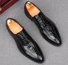 Fashion Fashion Men's Black Pointed Lace Up Patent Leather Oxfords Flats Casual Shoes Male Homecoming Wedding Dress Zapatillas Hombre