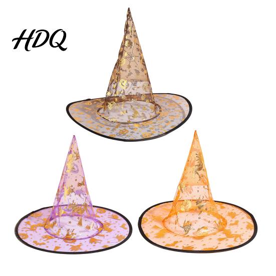 Lightweight Witch Hat Halloween Organza for Women Adult Wizard Costume Party Decoration Accessories Breathable Pointed Cap Cosplay Props Carnival