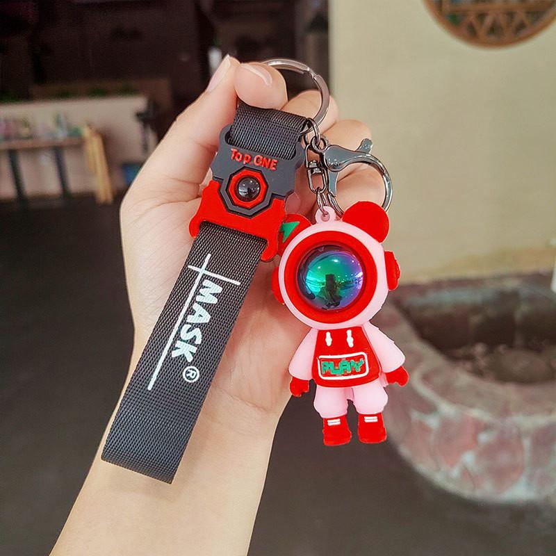 Entzückender Cartoon-Astronauten-Bär Schlüsselanhänger Niedliches Rucksack-Anhänger Auto-Schlüssel Zubehör Ideales Geschenk
