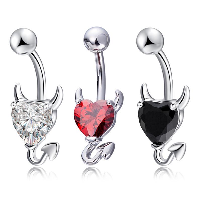 Navel Belly Button Ring Heart Spiral Devil Piercing Jewelry
