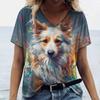 Summer Casual Beautiful Peacock Print Women Elegant Loose Casual V-neck Short Sleeved Shirt T-Shirts Women’s
