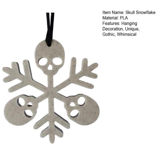 Skull Snowflake Ornament 3D Printed Gothic Snowflake Xmas Tree Hanging Decoration for Tree Window Holiday Decor