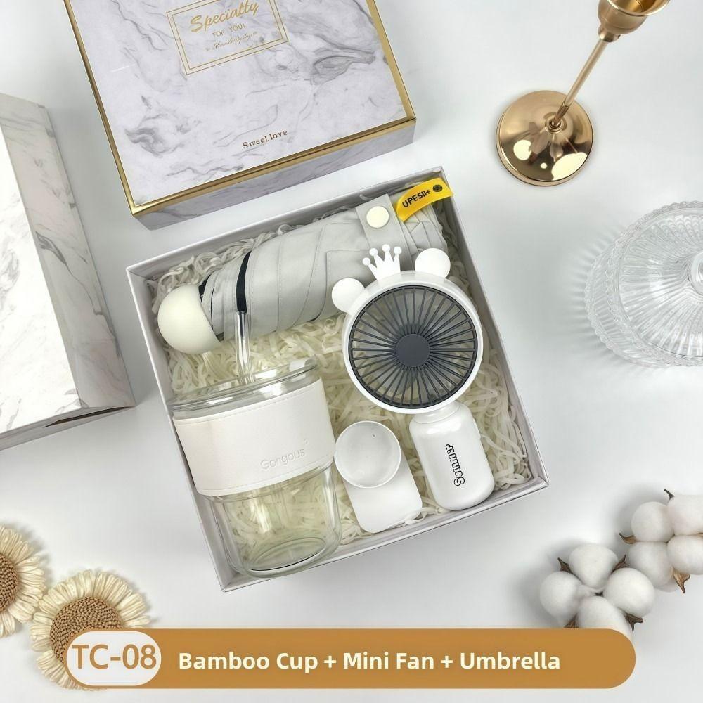 3IN1 Souvenir Gift Set Fan/Towel/Cup with Paper Bag Practical Gift Sets Stylish Design Luxury Gift Box Set Personalized Gifts