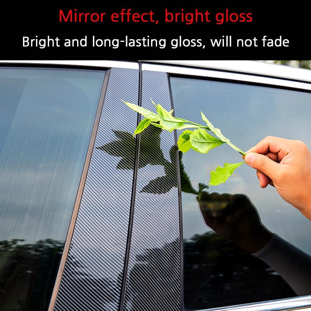 8pcs Carbon Fiber Pattern Vehicle Specific Fit Plastic Car Window Pillar Stickers for VW Passat (2011-2018) Window Surface, Protects Center Pillar,