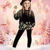 Girls' Xmas Tree Casual Comfortable Soft Loose Pullover Sweatshirt and Leggings 2-Piece Set, New Autumn/Winter, Playful, Sweet and Cool Style