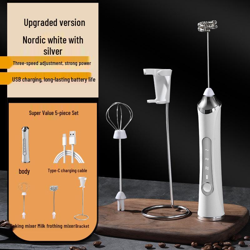 Wireless Electric Handheld Egg Beater & Milk Frother for Cream, Cake, Coffee, Baking