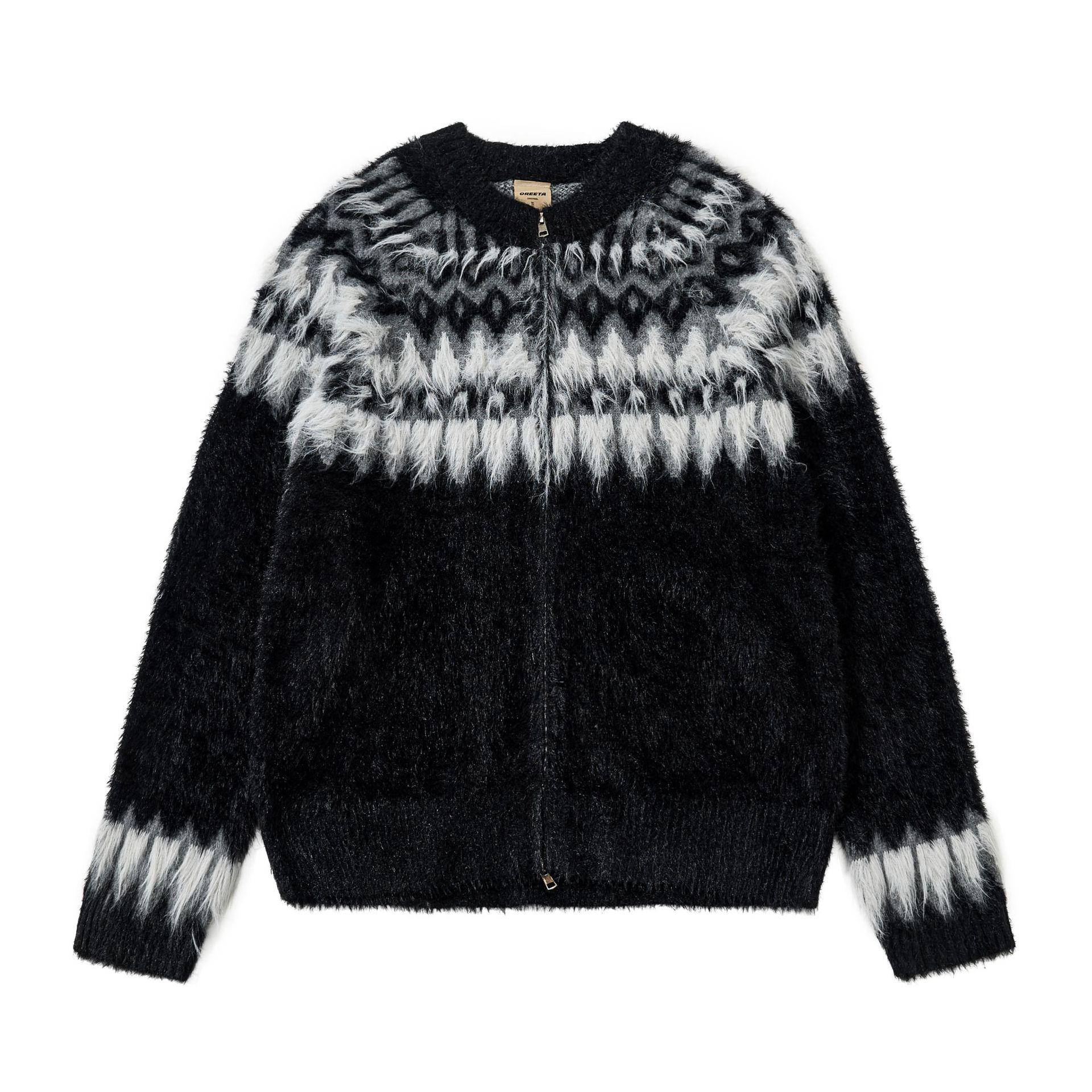 

Unisex GTS Fair Isle Jacquard Knit Cardigan: High-End, Loose, Versatile Sweater Coat Extra Large чорний