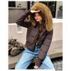 Cappotto invernale da donna in cotone con colletto in pelliccia sintetica, vestibilità slim, spesso, caldo, con cappuccio, parka