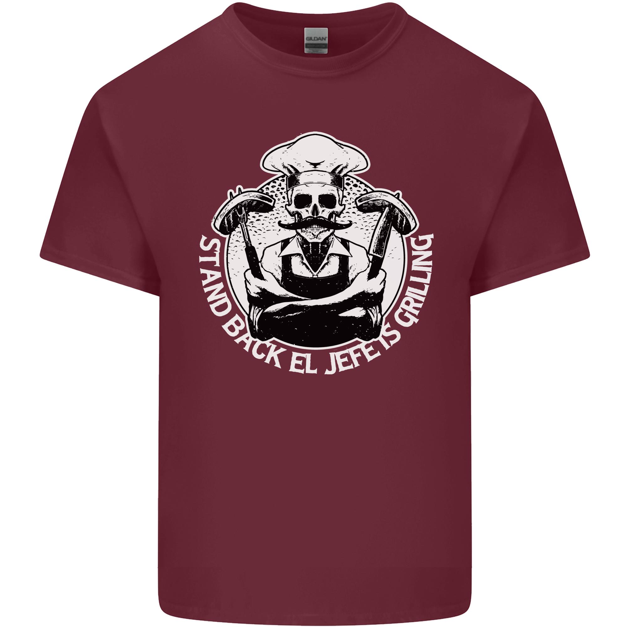 Stand Back El Jefe is Grilling Funny Skull BBQ Unisexs Light Cotton TShirt S