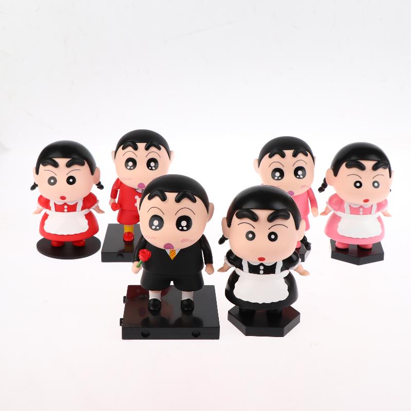 2Pcs/Set Crayon Shin Chan Anime Figures Cute Cartoon Pvc Figure Doll Ornament Desktop Decoration Couple Collectible Gifts
