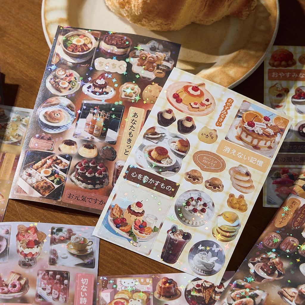 30sheets Kawaii Japanese Baking Dessert Food Die Cutting Sticker Book DIY Diary Scrapbook Aesthetic Stationery Stickers