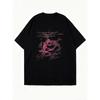 Oversized T Shirt Black Rose And Text Print Graphic Tee For Casual Wear And Street Style