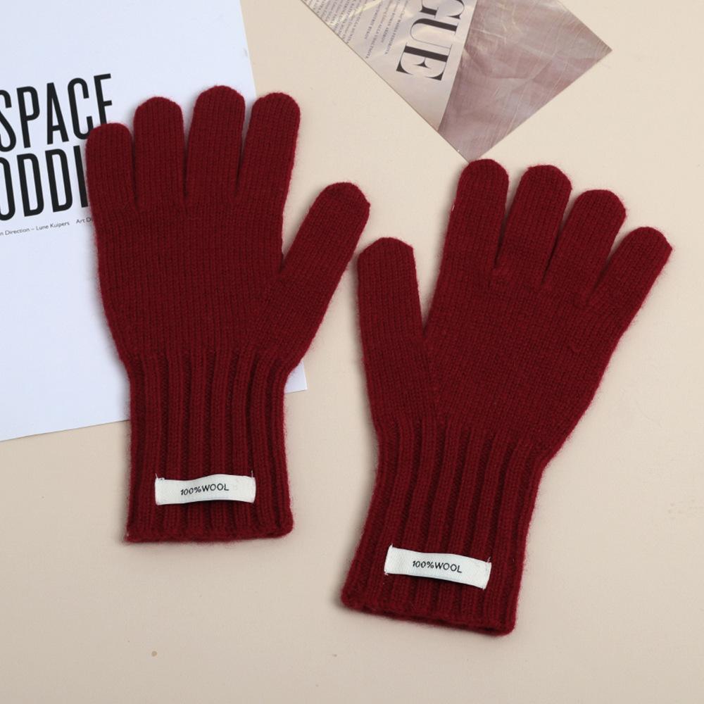 New Winter Solid Color Wool Retro Knitted Gloves with Fingers Exposed Touch Screen Atmosphere Keep Warm and Cold