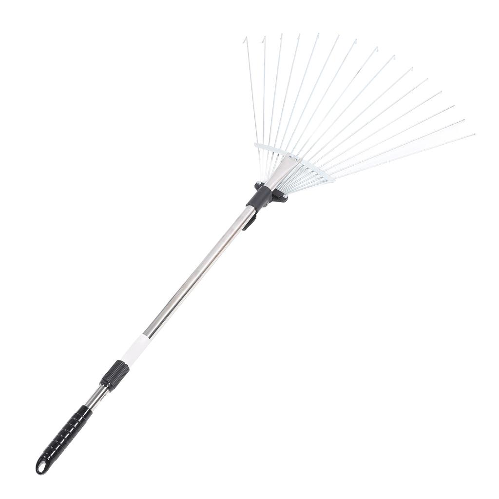 Verstellbarer Laubbesen Einziehbar Ausziehbar Edelstahl Metall Rasen Hof Garten Handwerkzeug 15