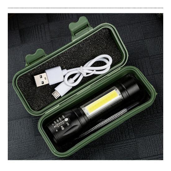 Outdoor LED Torch USB Rechargeable Flashlight Police Tactical Zoom Camping Lamp