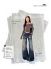Retro Blue High-Waisted Wide-Leg Jeans for Women – Autumn/Winter 2025 Collection, Floor-Length and Slimming Design